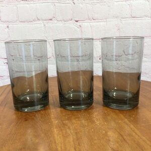 Vintage Smoky Gray Glasses - Set of 3